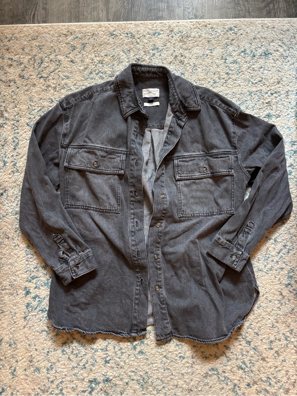 Black Washed Denim Oversized Shirt Jacket